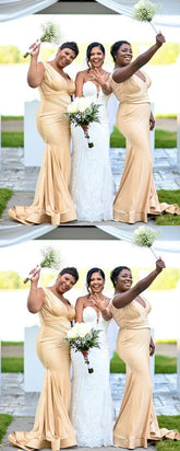 Sexy Mermaid Beach Champagne Bridesmaid Dress For Wedding Mychicdress